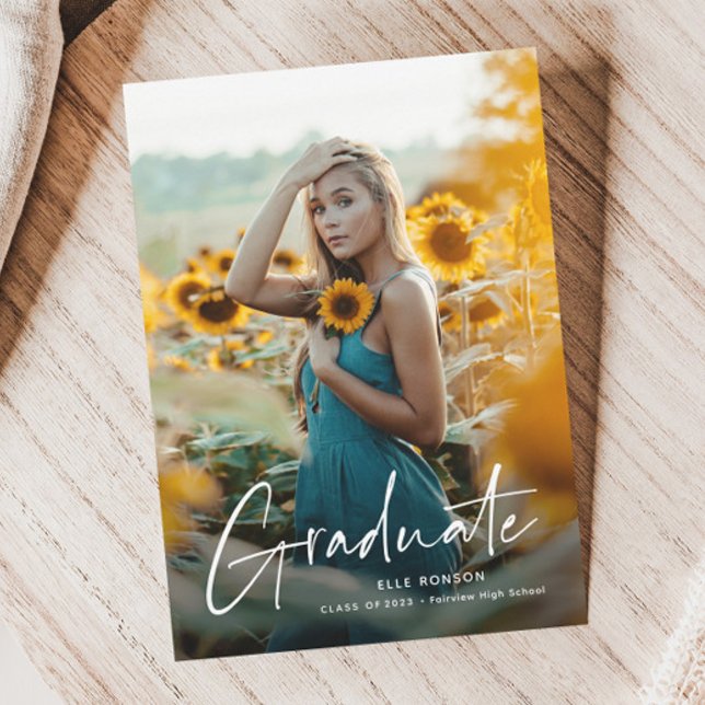 Modern Script 2 Photo Graduation Party Invitation (Creator Uploaded)