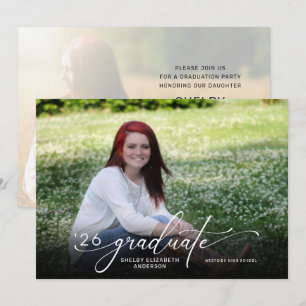 Modern Script 2 Photo Horizontal Graduation Invitation