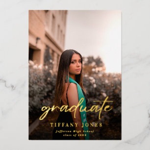 Modern Script 2 Photos Graduation Announcement