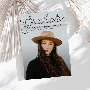Modern Script 2 Photos Graduation Announcement