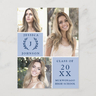 Modern Script 3 PHOTO Graduation Party Invitation Postcard