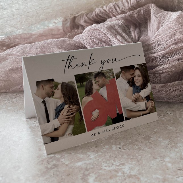 Modern Script 3 Photo Template Folded Thank You (Creator Uploaded)