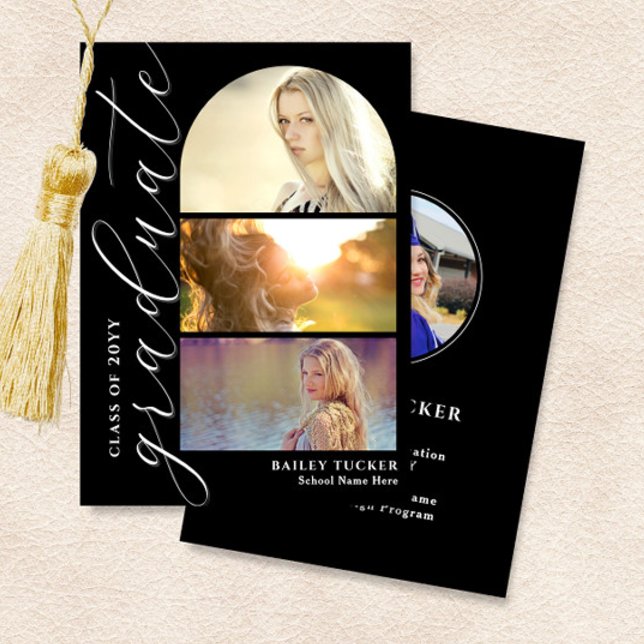 Modern Script 4-Photo Arch Graduation Announcement (Creator Uploaded)