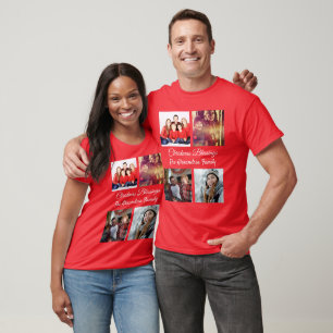 Modern Script 4 Photo Collage Family Christmas T-Shirt