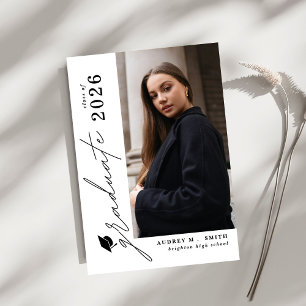 Modern Script 4 Photo Graduation Announcement
