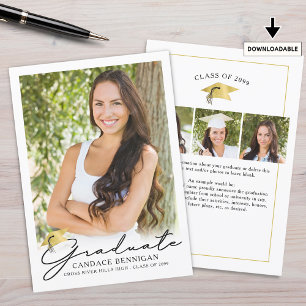 Modern Script 4 Photo Graduation Announcement