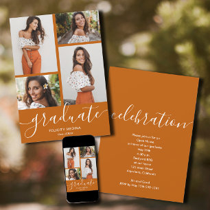 Modern Script 4 Photo Graduation Invitation