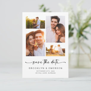 Modern Script   4 Photos Wedding Save The Date