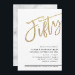 MODERN SCRIPT 50th birthday fifty gold glitter Invitation<br><div class="desc">by kat massard >>> https://linktr.ee/simplysweetpaperie <<< A trendy, hand lettered invitation design for your 50TH BIRTHDAY - I have most ages available in store TIP :: 1. To change/move graphics & fonts and add more text - hit the "customise it" button. - - - - - - - - -...</div>