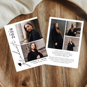 Modern Script 5 Photo Graduation Announcement