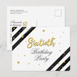 Modern Script 60th Birthday Party Invitation Postcard