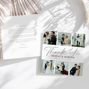 Modern Script 6 Photo Wedding Thank You Card