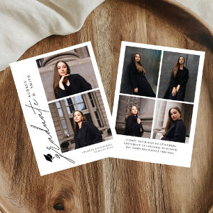 Modern Script 6 Photos Graduation Announcement