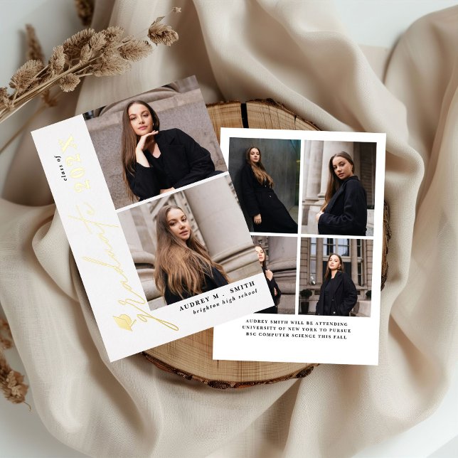 Modern Script 6 Photos Graduation Announcement (Creator Uploaded)