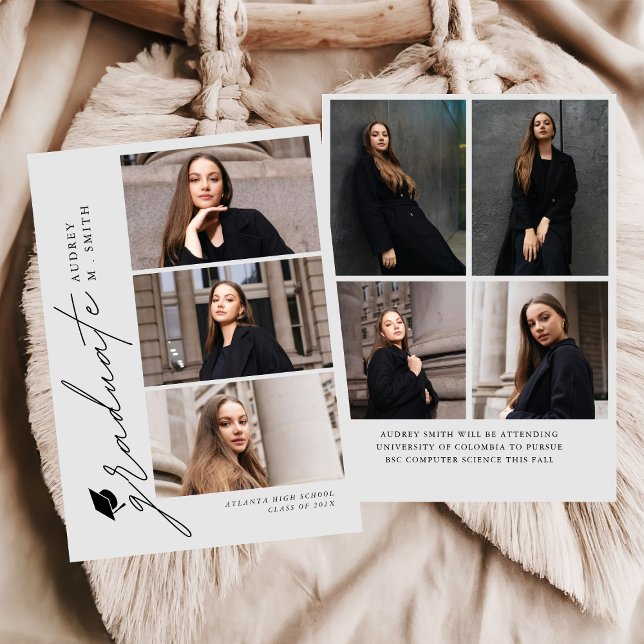 Modern Script 7  Photos Graduation Announcement (Creator Uploaded)