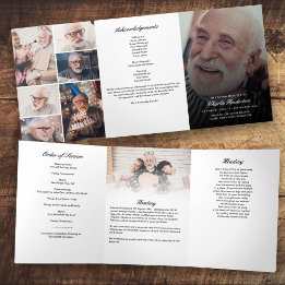 Modern Script 8-Photo Trifold Funeral Program