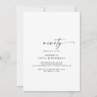 Modern Script 90th Birthday Party Invitation