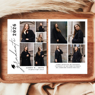 Modern Script 9 Photos Graduation Announcement