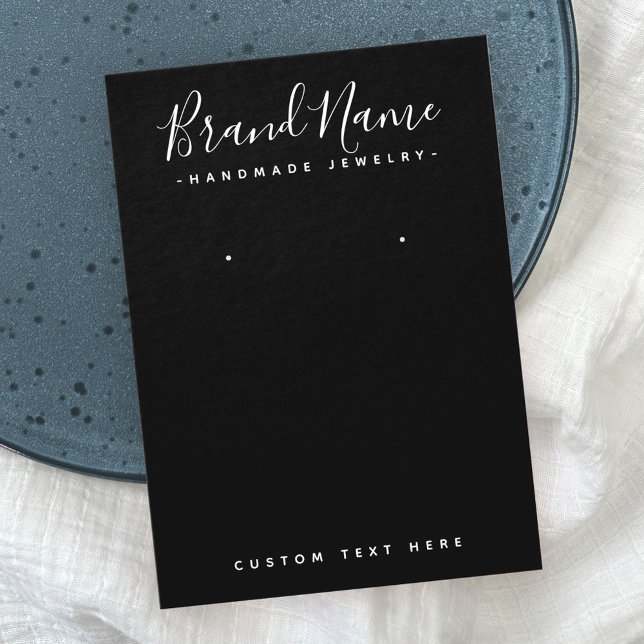 Modern script add logo black earring display card (Creator Uploaded)