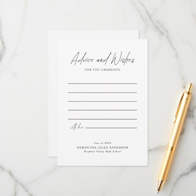 Modern Script Advice and Wishes Graduation Card (Front/Back In Situ)