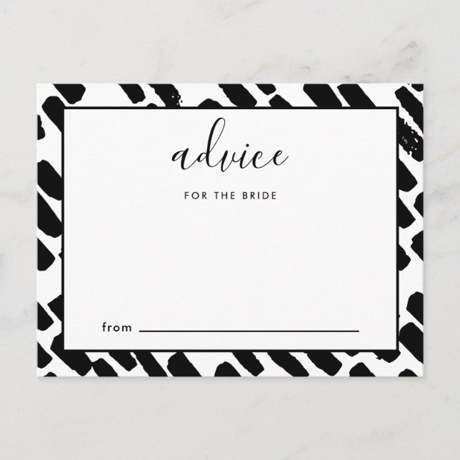 Modern Script Advice for the Bride Black and White Card (Front)