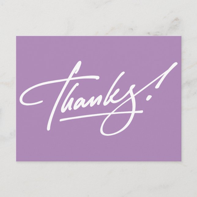 Modern Script African Violet Thank You Card (Front)