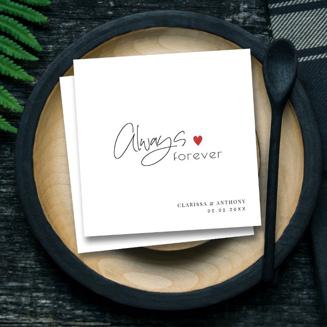 Modern Script Always and Forever Wedding Napkins (Modern Always and Forever Cocktail Wedding  Napkins)