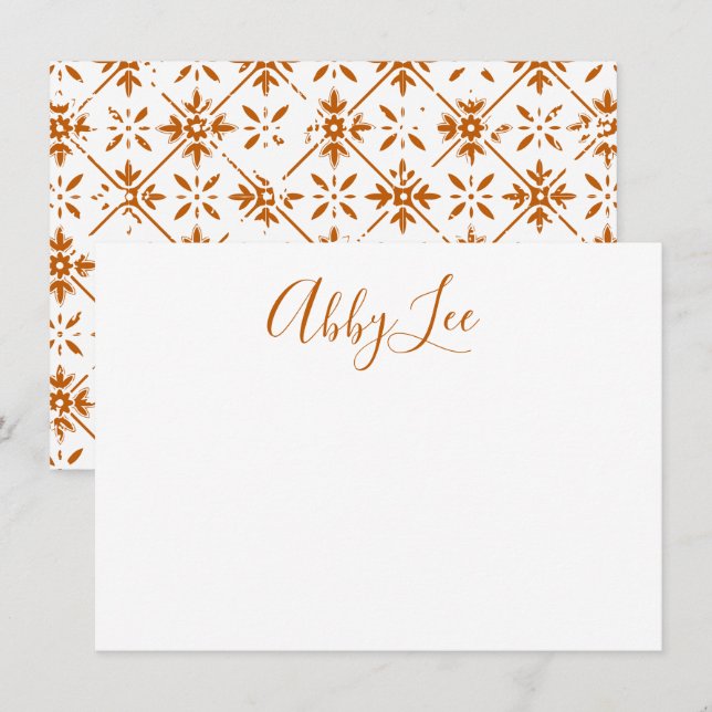 Modern Script and Tile Stationery Thank You Card (Front/Back)