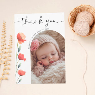 Modern Script Arch Frame Flowery Thank You Card