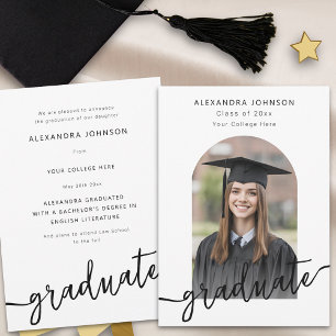 Modern Script Arch Photo Graduation Announcement