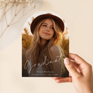 Modern Script Arch Photo Graduation Thank You Invitation