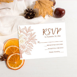 Modern Script Autumn Foliage Wedding RSVP Enclosure Card