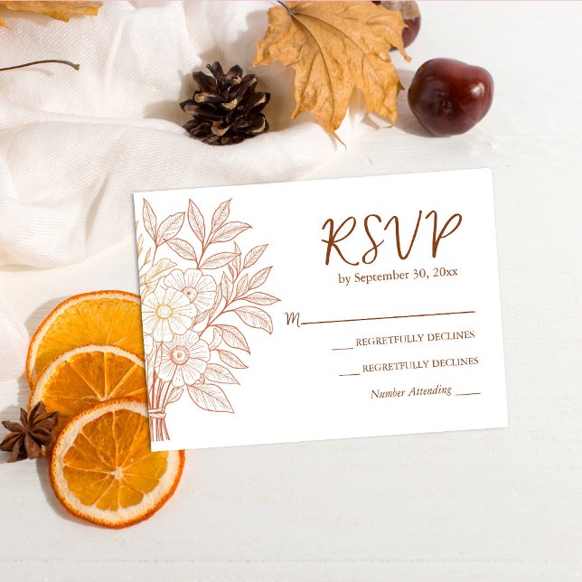 Modern Script Autumn Foliage Wedding RSVP Enclosure Card (Creator Uploaded)