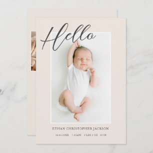 Modern Script Baby Photo Birth Announcement