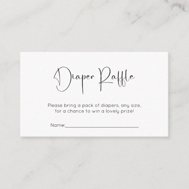 Modern Script Baby Shower Diaper Raffle Enclosure Card (Front)