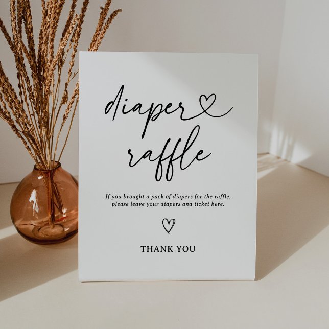 Modern Script Baby Shower Diaper Raffle Sign (Creator Uploaded)