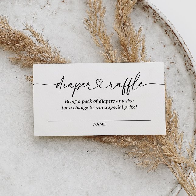 Modern Script Baby Shower Diaper Raffle Ticket Enclosure Card (Creator Uploaded)