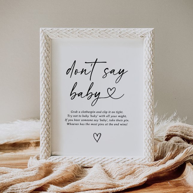 Modern Script Baby Shower Don't Say Baby Sign (Creator Uploaded)