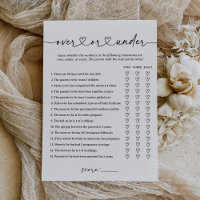 Modern Script Baby Shower Over or Under Game