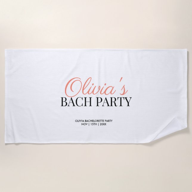 Modern Script Bachelorette Party Beach Towel (Front)