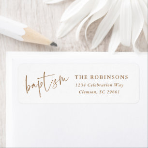 Modern Script Baptism Christening Return Address Label