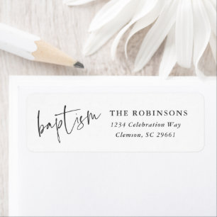 Modern Script Baptism Christening Return Address Label