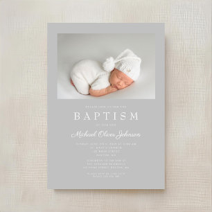 Modern Script Baptism Photo Invitation