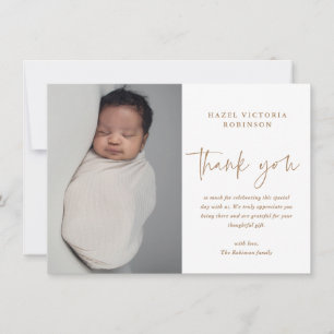 Modern Script Baptism Thank You Card