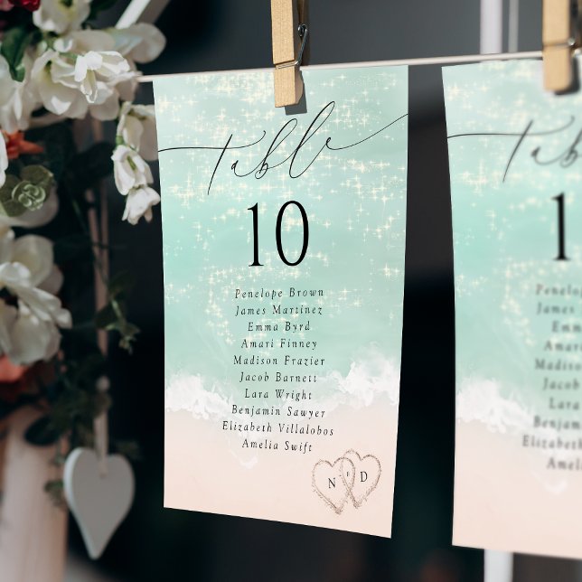 Modern Script Beach Table Number Seating Chart (Modern Script Beach Table Number Seating Chart)