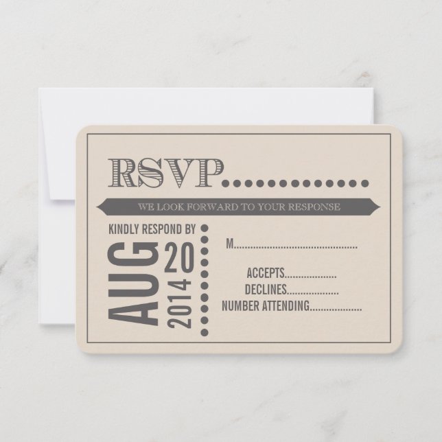 Modern Script Beige & Grey Wedding RSVP (Front)