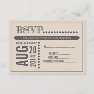 Modern Script Beige & Grey Wedding RSVP