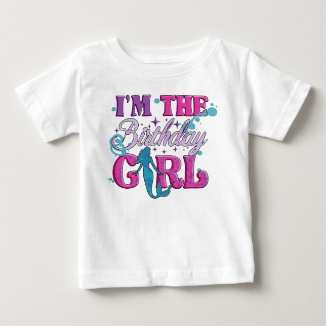 Modern Script Birthday Baby Girl  T-Shirt (Front)