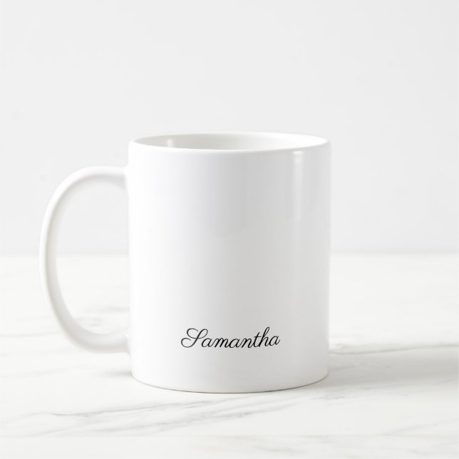  Modern Script Birthday Monogram Name Coffee Mug (Left)