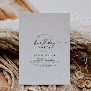 Modern Script Birthday Party Invitation